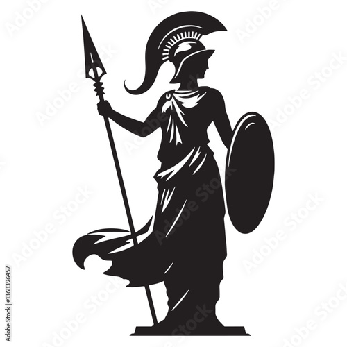 Graceful Athena silhouette, the goddess of reason - Athena illustration - Athena vector - Greek goddess silhouette

