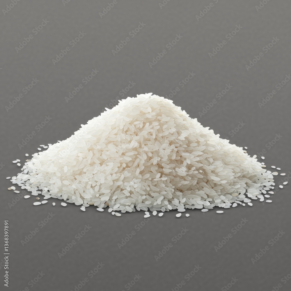 Pile white rice on transparent style Pile white rice on transparent style
