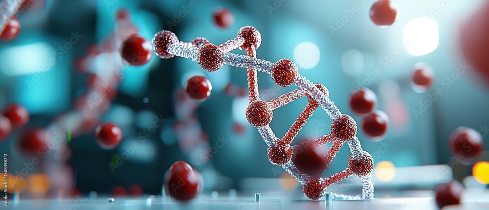 Captivating digital rendering depicting the intricate and vibrant structure of DNA molecules, showcasing the beauty and complexity of science and technology. Captivating digital rendering depicting the intricate and vibrant structure of DNA molecules, showcasing the beauty and complexity of science and technology.