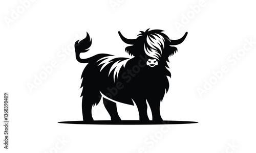 Highland Cow, Minimalist and Simple Silhouette Vector illustration