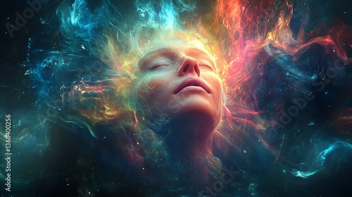 A psychic medium in deep trance, surrounded by ethereal glowing energy, channeling future predictions 