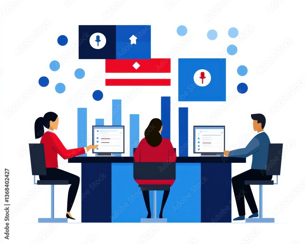 Fototapeta premium Secure online dashboard showing election participation progress