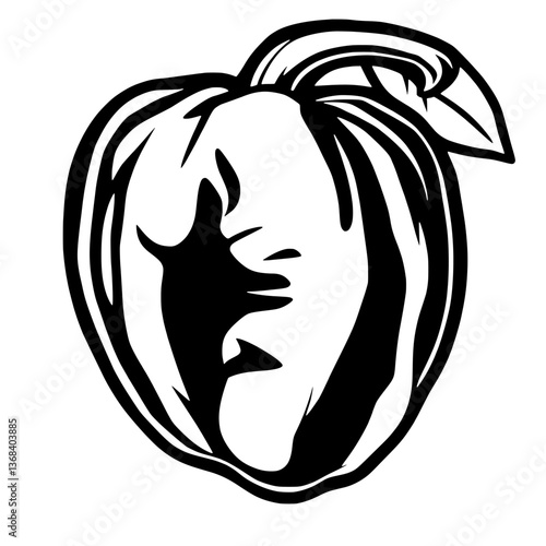 Abstract Black And White Mango Fruit Illustration