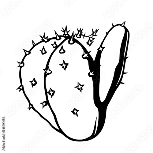 Prickly Pear Cactus Illustration A Detailed Line Drawing