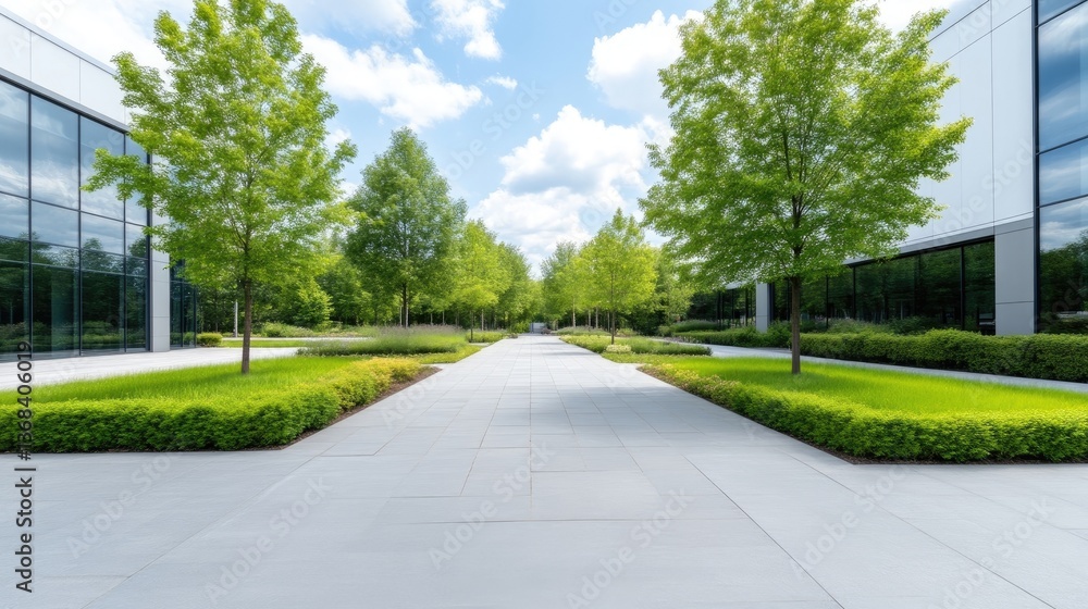 Fototapeta premium Modern office campus with landscaping