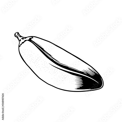 Hand-Drawn Illustration Of A Single Banana Fruit
