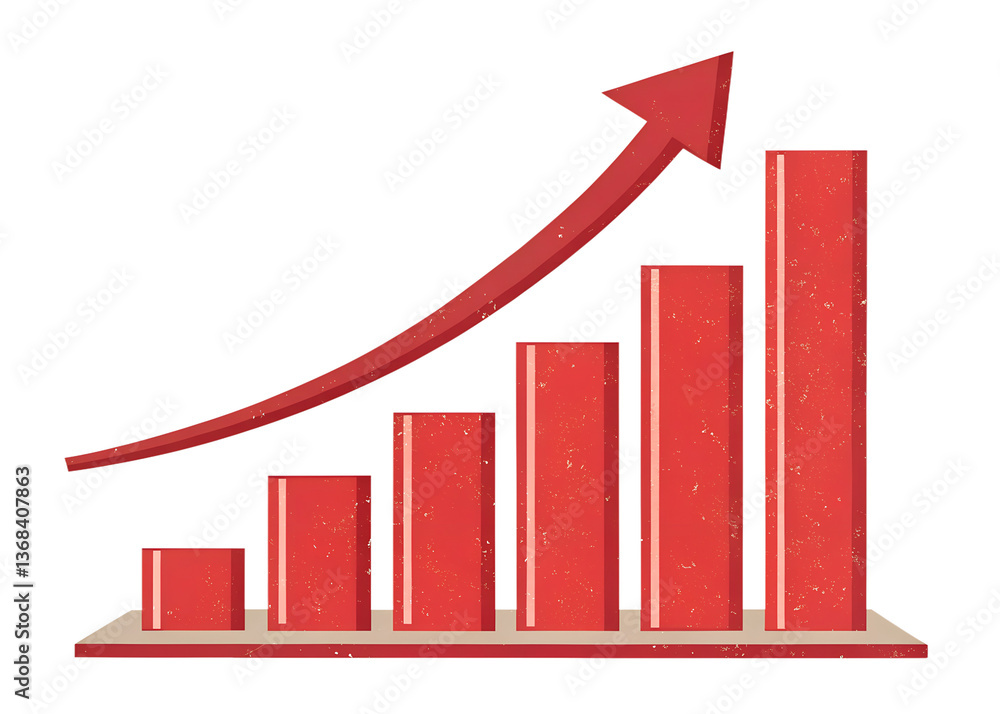 Fototapeta premium Ascending Progress Chart: A graphic representation of growth, with upward trend bars, symbolizing financial progress.