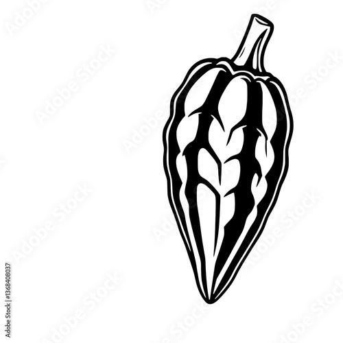 Stylized Black And White Cocoa Pod Illustration