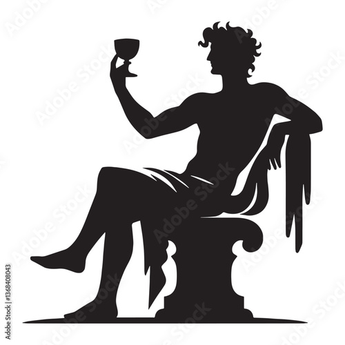 Illustrious Dionysus silhouette, the god who defied mortality - Dionysus illustration - Dionysus vector - Greek god silhouette

