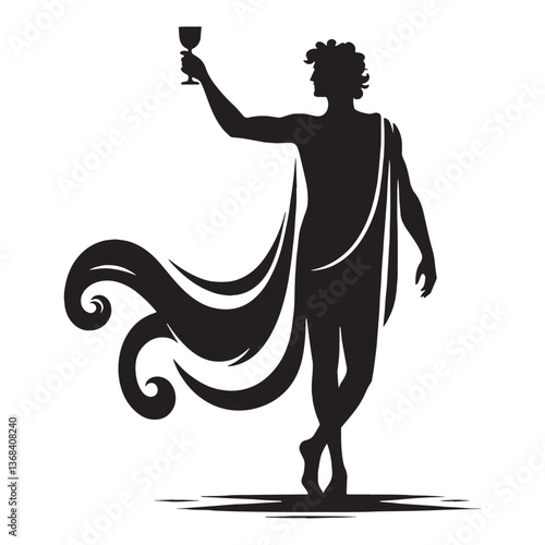 Fierce Dionysus silhouette, the liberator of the oppressed - Dionysus illustration - Dionysus vector - Greek god silhouette

