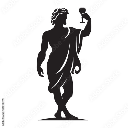 Sacred Dionysus silhouette, celebrated in the Bacchanalia rites - Dionysus illustration - Dionysus vector - Greek god silhouette

