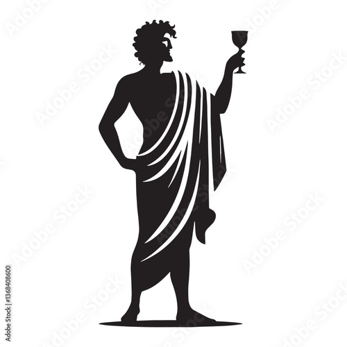 Mythical Dionysus silhouette, the son of Zeus and Semele - Dionysus illustration - Dionysus vector - Greek god silhouette

