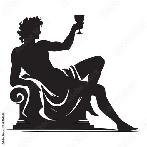 Legendary Dionysus silhouette, worshiped in ancient Greek festivals - Dionysus illustration - Dionysus vector - Greek god silhouette


