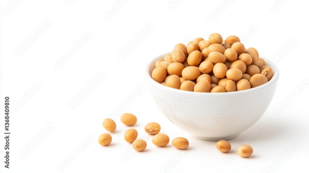 Bowl of raw soybeans on a white background Bowl of raw soybeans on a white background