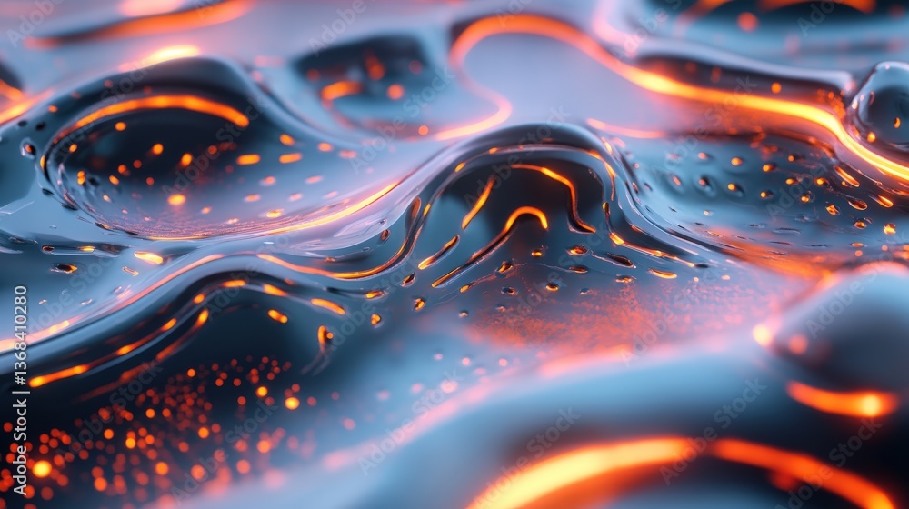 Abstract flowing dark surface with glowing orange energy lighting Abstract flowing dark surface with glowing orange energy lighting