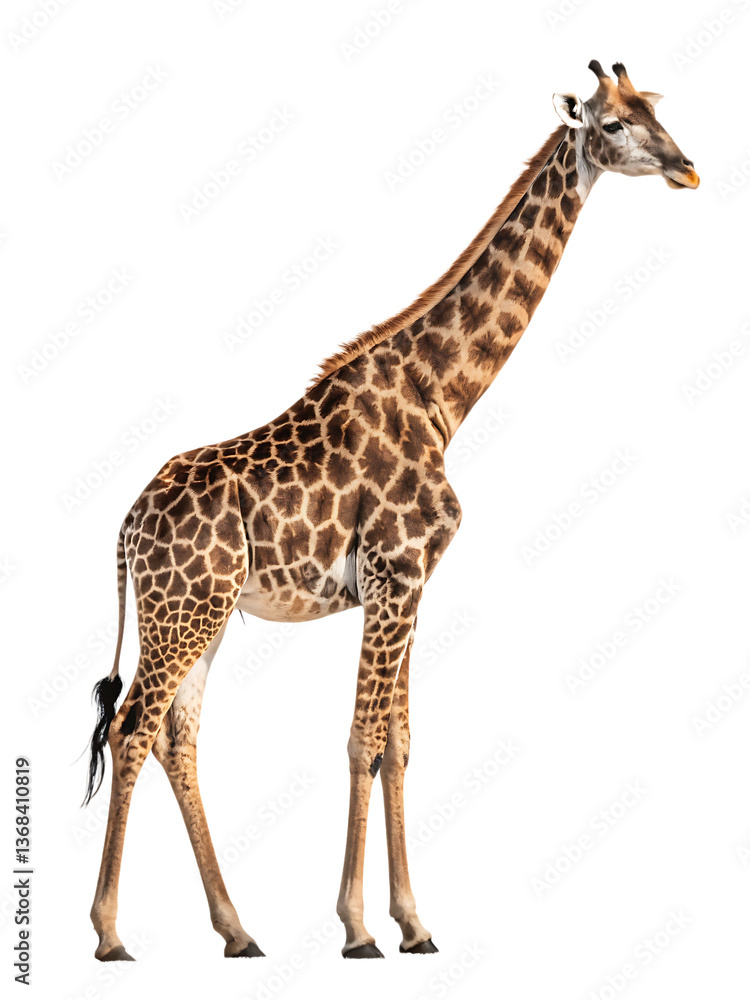 Fototapeta premium a giraffe isolated on white background, PNG.