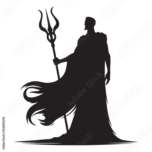 Menacing Hades silhouette, ruler of the underworld - Hades illustration - Hades vector - Greek god silhouette

