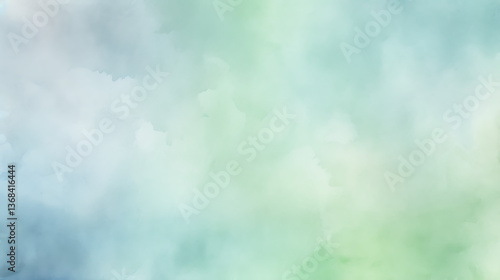 A light blue and green background with a few clouds