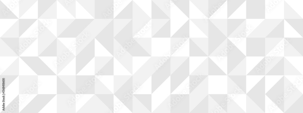White seamless background of triangles in modern style, flat vector illustration. Cover of gray geometric shapes in retro texture for web design or postcard.