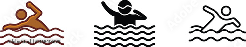 Swimming Styles Freestyle, Backstroke, and Diving vectors