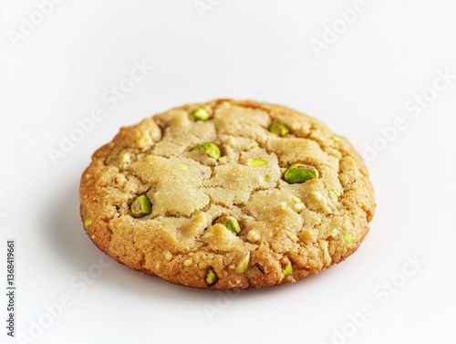 Wallpaper Mural Close-up of a golden brown pistachio cookie with nuts on top, on a white background. Torontodigital.ca