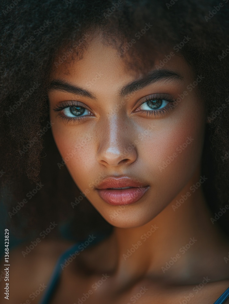 Woman with freckles and clear skin, looking at the camera with a subtle smile. Woman with freckles and clear skin, looking at the camera with a subtle smile.