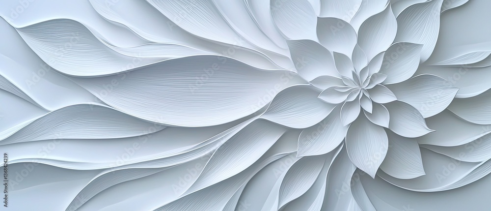 A beautiful abstract design featuring layered petals in soft white tones, creating a sense of depth and elegance. A beautiful abstract design featuring layered petals in soft white tones, creating a sense of depth and elegance.