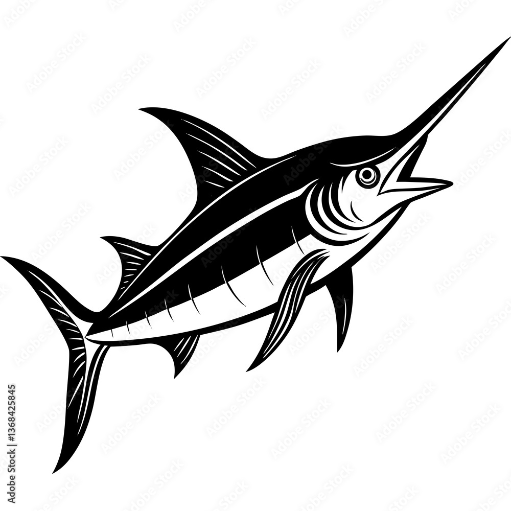 Swordfish Vector Illustration on White Background Swordfish Vector Illustration on White Background
