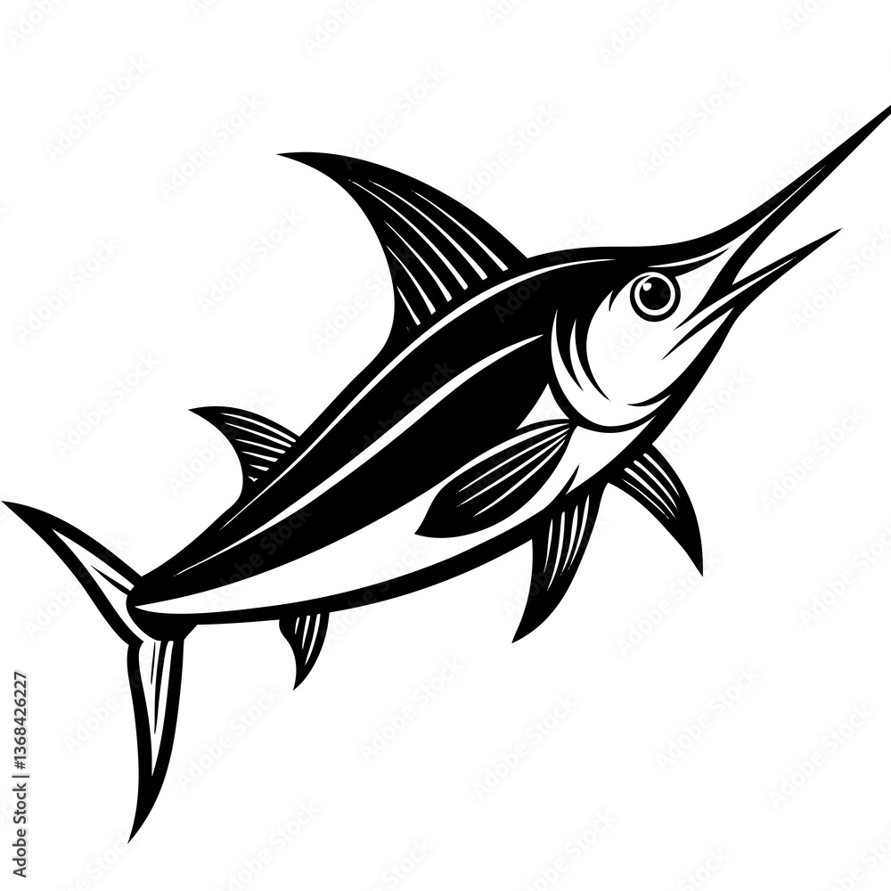 Swordfish Vector Illustration on White Background Swordfish Vector Illustration on White Background