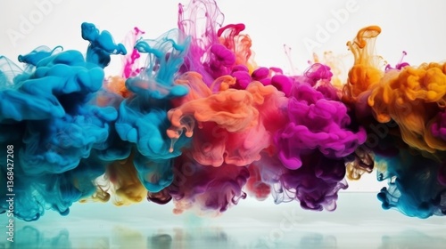 Colorful ink swirling in water for creative visuals.