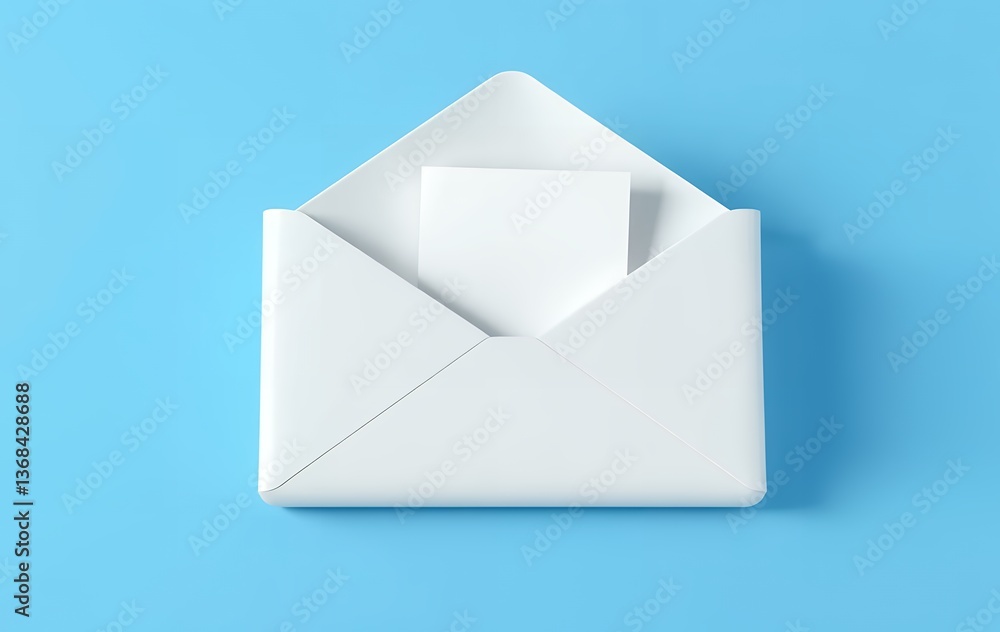 3D Open Envelope with Blank Letter for Communication and Message Concept 3D Open Envelope with Blank Letter for Communication and Message Concept
