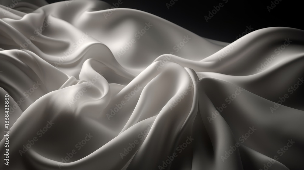 Obraz premium Elegant flow of white silk fabric in soft waves.