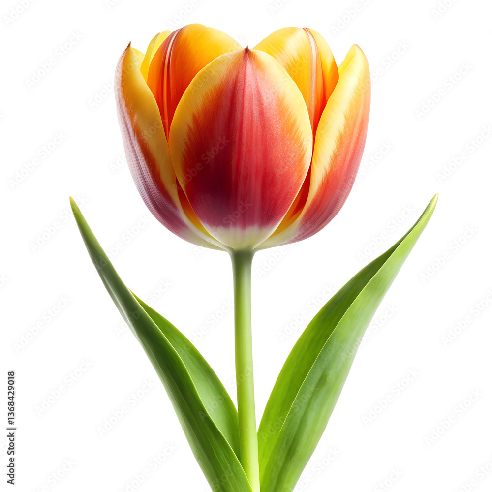 Naklejka premium A bouquet of red and yellow tulips with isolated yellow tulips on transparent background
