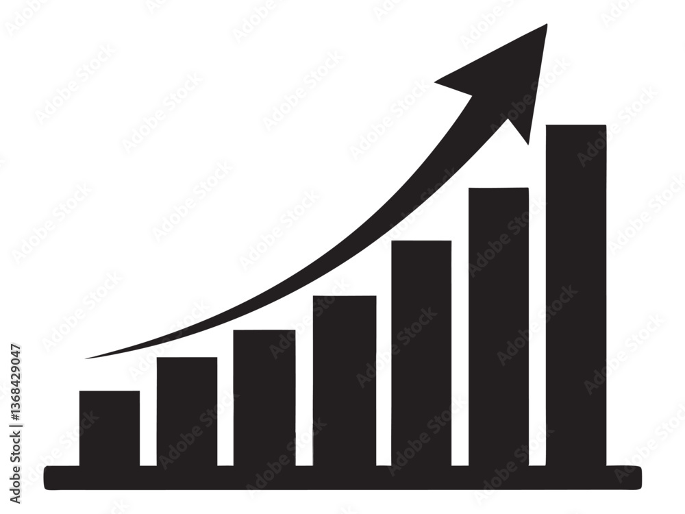 Growing graph vector black silhouet llustration on white background
Growing graph vector black silhouet llustration on white background