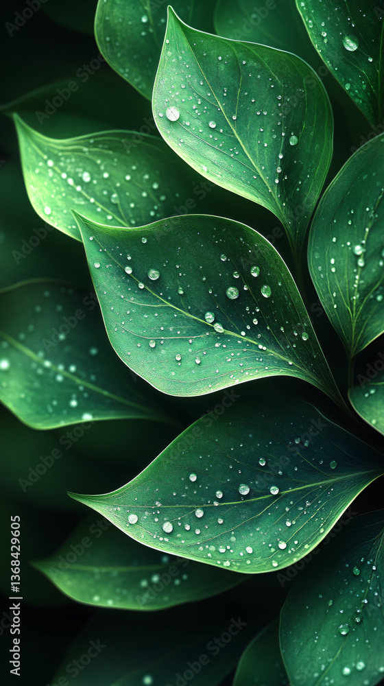 Obraz premium water rain on green leaf aesthetic picture 