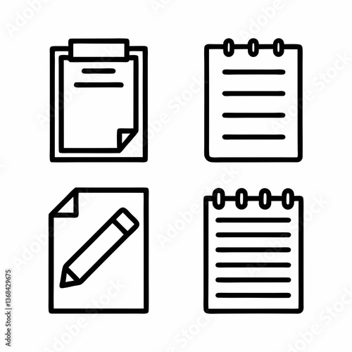 Paper and Notepad Icons Vector Collection.