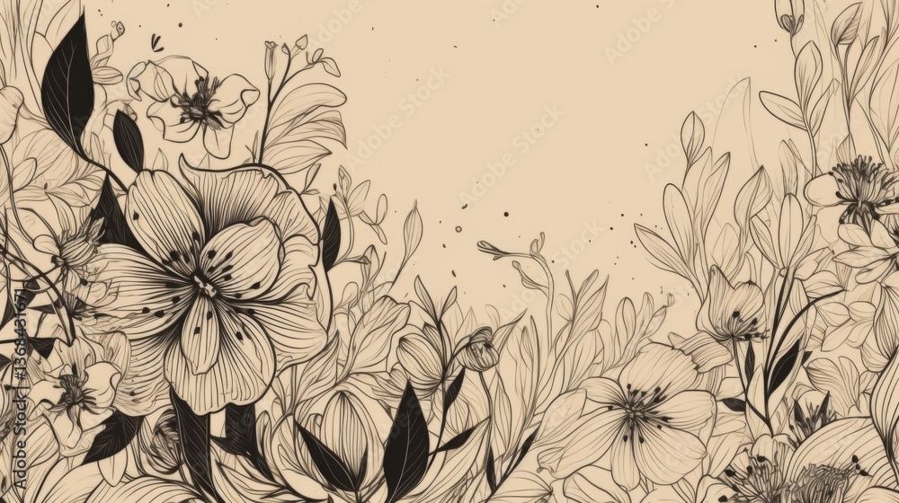 Fototapeta premium Intricate floral illustration with detailed design.