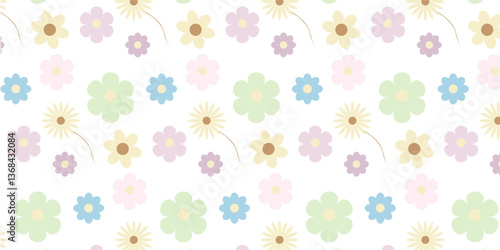 Pattern flowers yellow blue pink green gradient background, business technology digital communication template, artificial intelligence illustration element, banner poster cover pattern vector