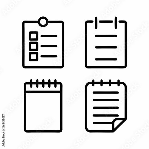 Set of Paper Forms Vector Icons.