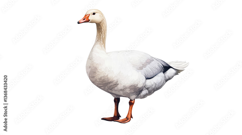 Snow Goose Standing Bird With Orange Beak, cut out transparent Snow Goose Standing Bird With Orange Beak, cut out transparent