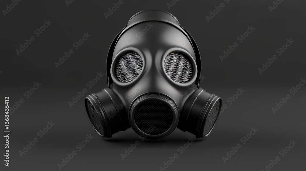 Double protection, gas mask within a detailed closeup of layered safety equipment for toxic environments Double protection, gas mask within a detailed closeup of layered safety equipment for toxic environments