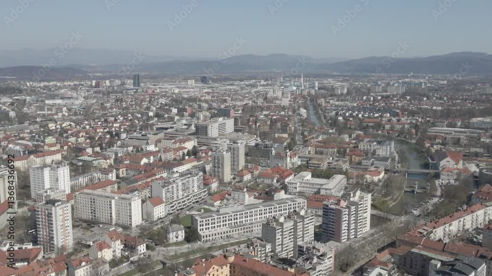 aerial view of Ljublana city in Slovenia aerial view of Ljublana city in Slovenia