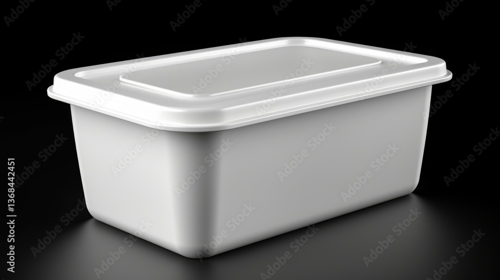 White plastic container with a flat lid. White plastic container with a flat lid.