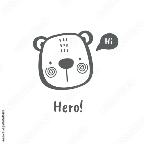 Сute animal faces in scandinavian style vector illustration on white background