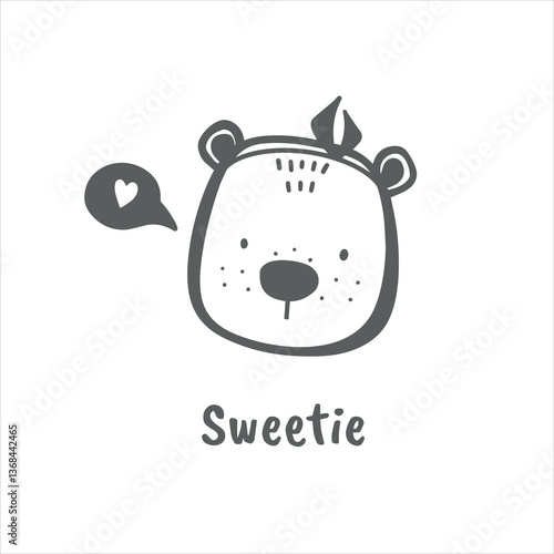 Сute animal faces in scandinavian style vector illustration on white background