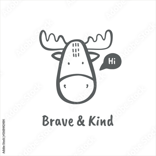 Сute animal faces in scandinavian style vector illustration on white background