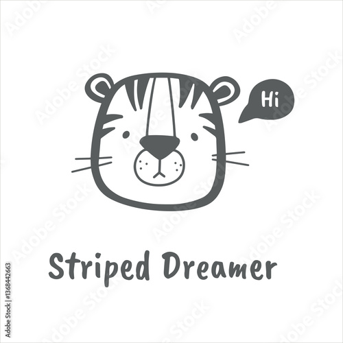 Сute animal faces in scandinavian style vector illustration on white background