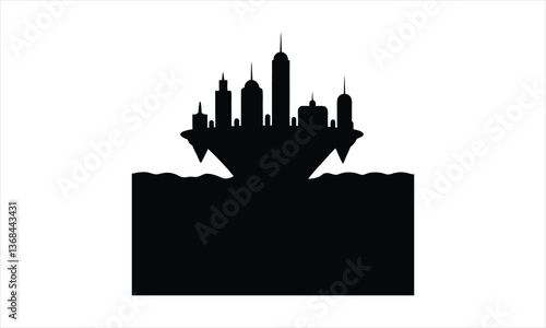  Floating City Above Water Silhouette