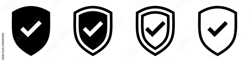 Shield check mark icon .Security sign.Security shield protection symbol.Vector Shield check mark icon .Security sign.Security shield protection symbol.Vector