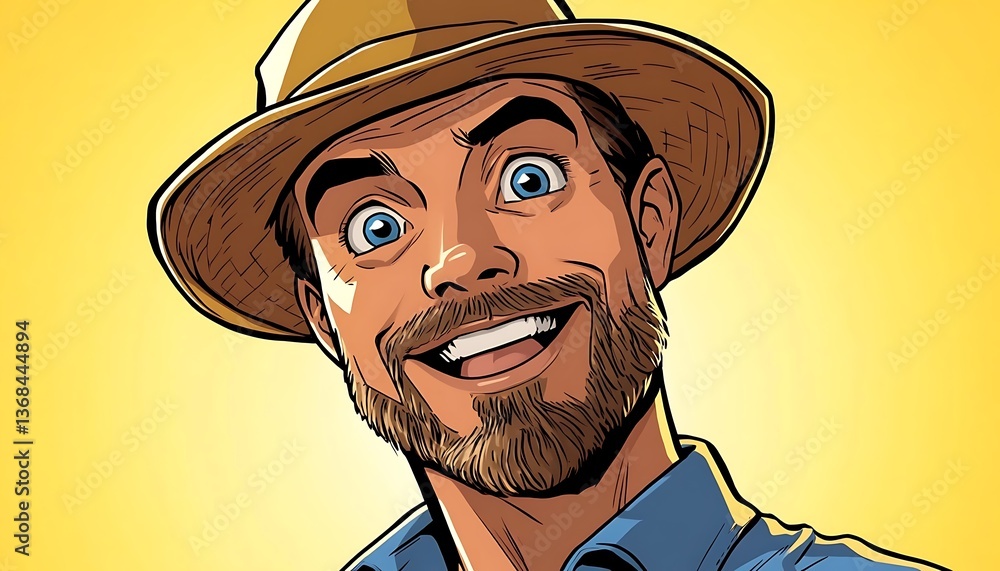 Happy Farmer Cartoon Portrait. Happy Farmer Cartoon Portrait.